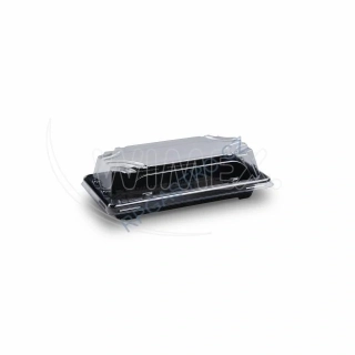Miska na Sushi (PP/rPET)  černá + víčko průhledné 167 x 93 x 45mm [50sad] (74501)