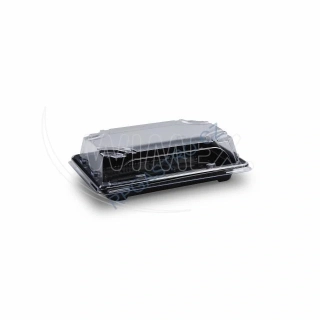Miska na Sushi (PP/rPET)  černá + víčko průhledné 165 x 118 x 45mm [50sad] (74503)